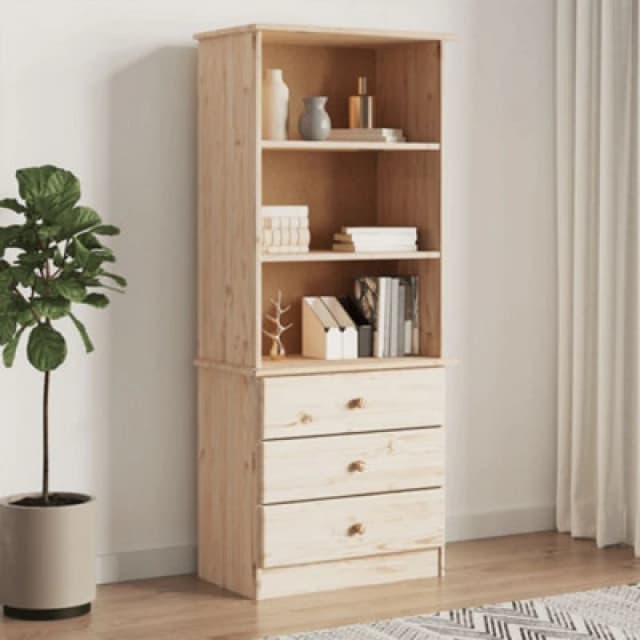 Vidaxl Bookcase With Drawers Alta 60X35X142cm Solid Wood Pine, Brown 353951