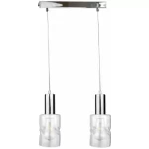 Keter Cross Bar Pendant Ceiling Light Silver, 50cm, 2x E27