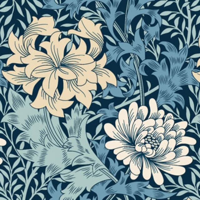 Hoopla Walls Chrysanthemum Navy Mix Smooth Matt Wallpaper