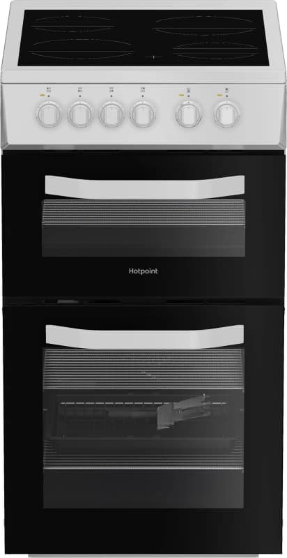 Hotpoint HTE5VCW 50cm Wide Single Oven Electric Cooker with Ceramic Hob - White - A Rated