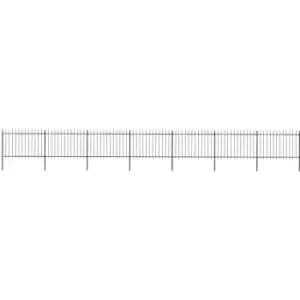 Garden Fence with Spear Top Steel 11.9x1.2 m Black Vidaxl Black