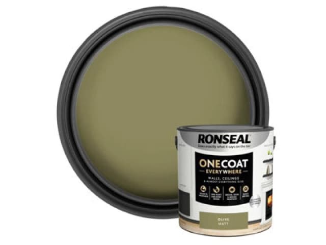Ronseal One Coat Everywhere Multi Surface Matt Paint Olive - 2.5L Green