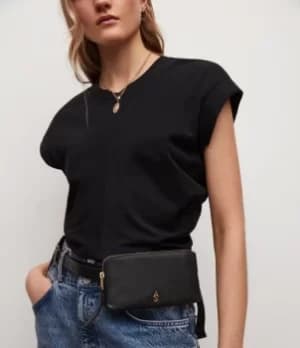 Lila AllSaints Womens Leather Bag Belt, Black, Size: S/M