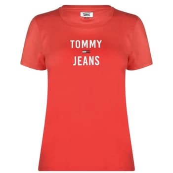 Tommy Jeans Square Logo T Shirt - FLAME SCARLET
