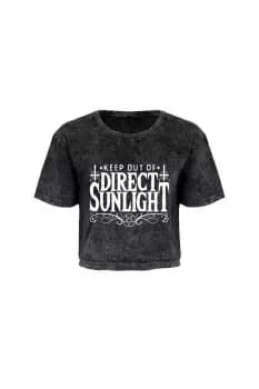 Keep Out Of Direct Sunlight Acid Wash Oversized Cropped T-Shirt