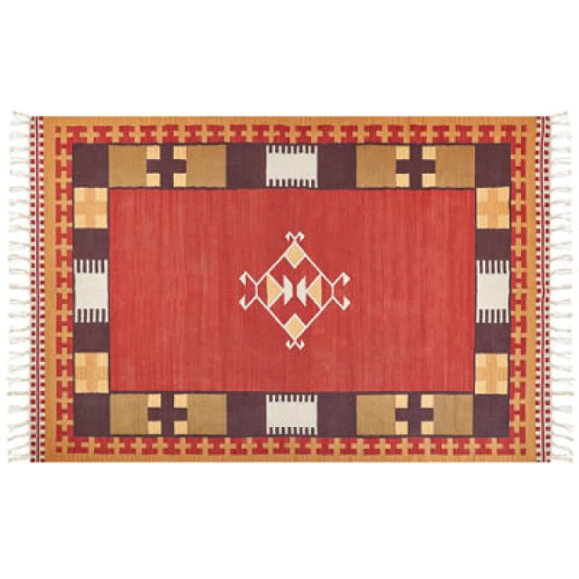 Beliani Rug Parakar Multicolour 200 X 300 Cm Cotton Kilim