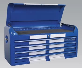 Sealey AP41104BWS Topchest 4 Drawer Wide Retro Style - Blue White Stripes