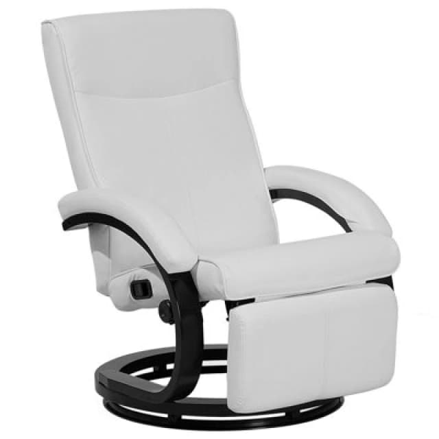 Beliani Recliner Chair Might With Footrest Faux Leather White