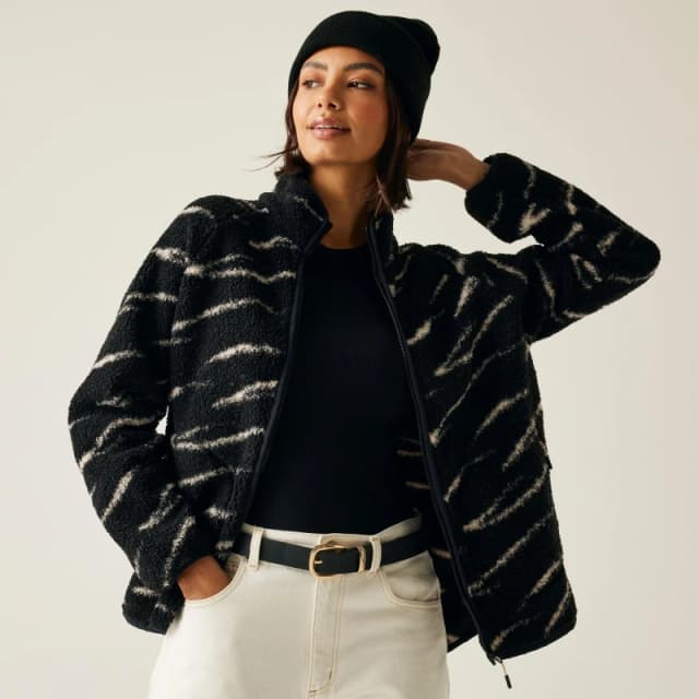 Regatta Womens Frankie Borg Full Zip Fleece Black Light Van female 12