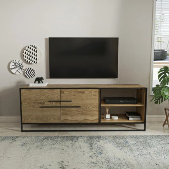 Decorotika Polka TV Stand TV Unit For Tvs Up To 72" Black And Oud