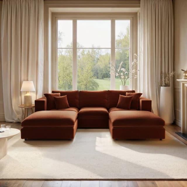 Solace+Co Asher U Shape Corner Sofa Bundle in Orange Orange Unisex