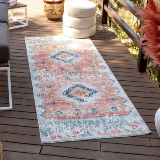 Livabliss In- & Outdoor Global Burnt Orange Nawel Runner Rug 80 X 220 Cm - Easy To Clean, Perfect For Balcony, Kitchen Or Dining Room