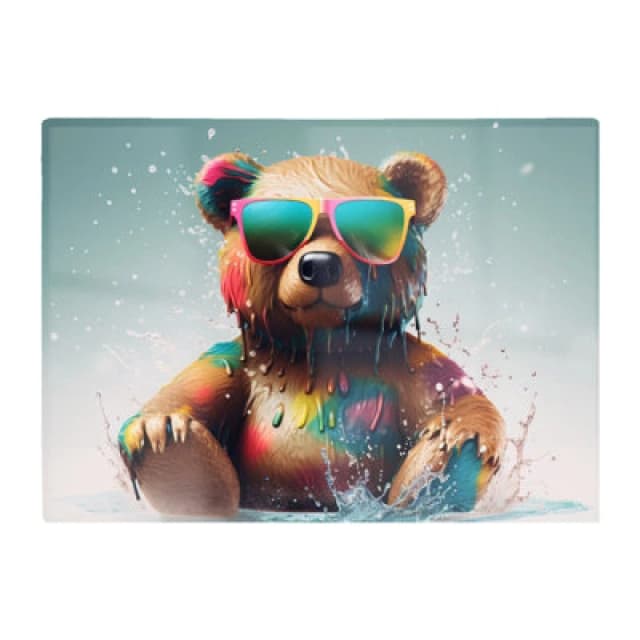 Warren Reed Designer Splashart Bear In Glasses Chopping Board