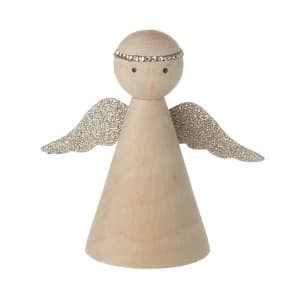 Wooden Angel With Glitter Wings