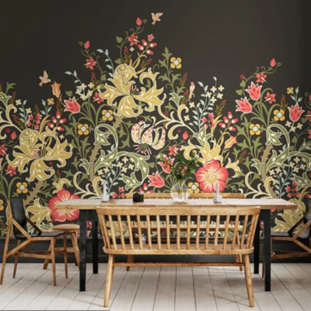 Origin Murals Trailing Lily - Midnight Matt Smooth Paste The Wall Mural 350Cm Wide X 280Cm High