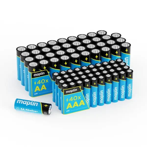 Maplin Maplin 40x AA LR6 / 40x AAA LR03 7 Year Shelf Life 1.5V High Performance Alkaline Batteries 416MAP