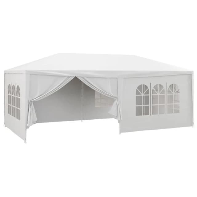 Outsunny 6x3m Gazebo w/ 6 Removable Side Walls, White 84C-197V01WT