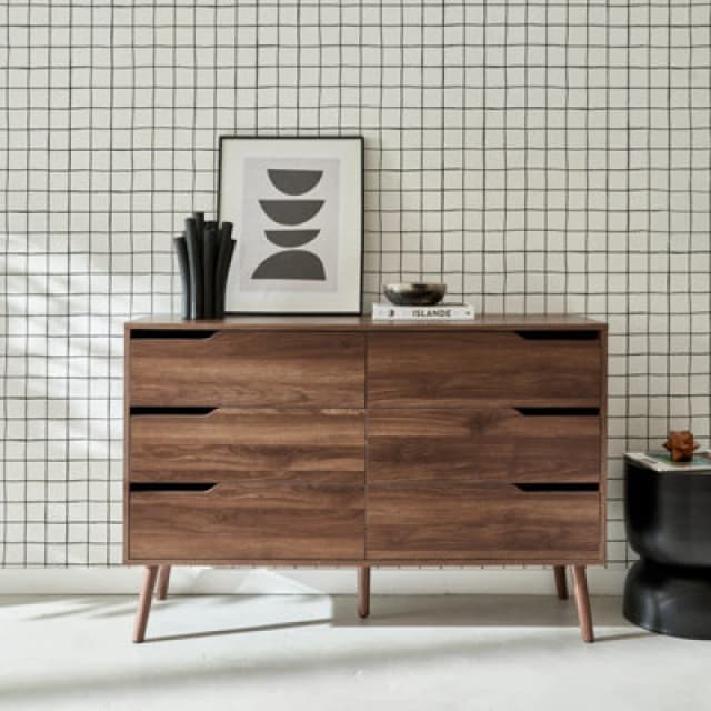sweeek 6-drawer Chest Walnut With Wood Effect Brown