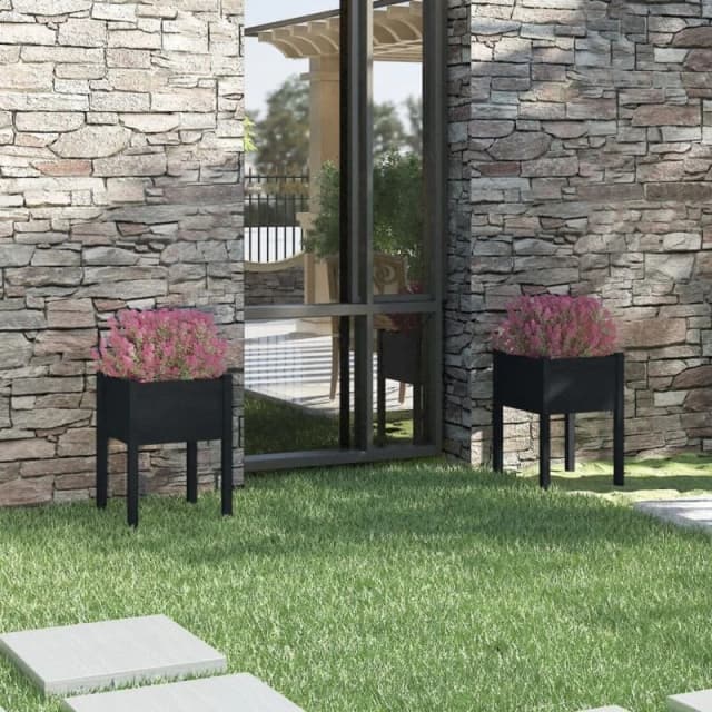 VIDAXL Garden Planters 2 pcs Black 50x50x70cm Solid Pinewood Vidaxl 8720286815397