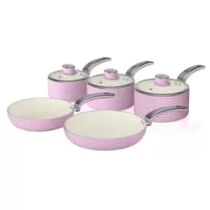 Swan Retro 5 Piece Pan Set Pink