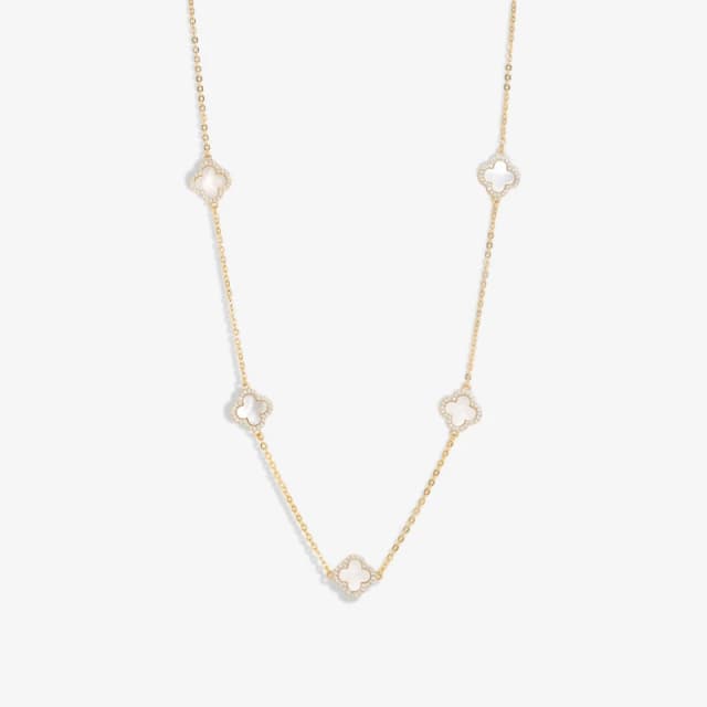 Jon Richard Gold Plated And Mother of Pearl Station Clover Necklace Gold