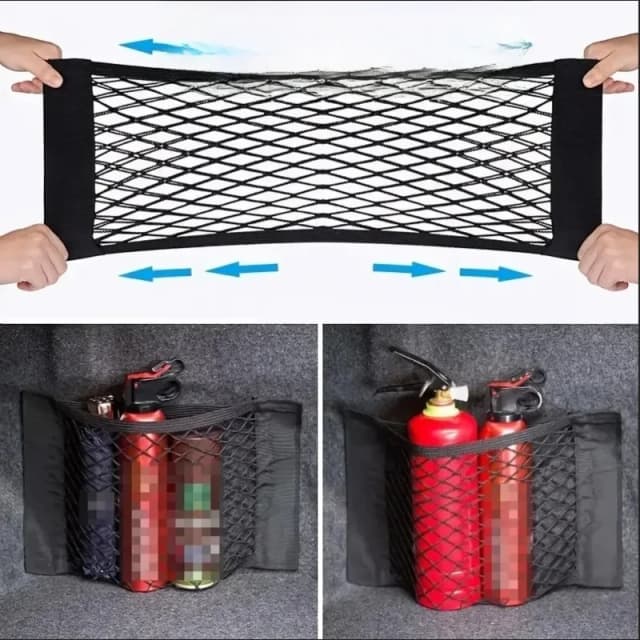 Universal Car Storage Bag Double Mesh Trunk Storage Net Car Built-in Storage Bag Car Fire Extinguisher Fixed Net Anti-Slip