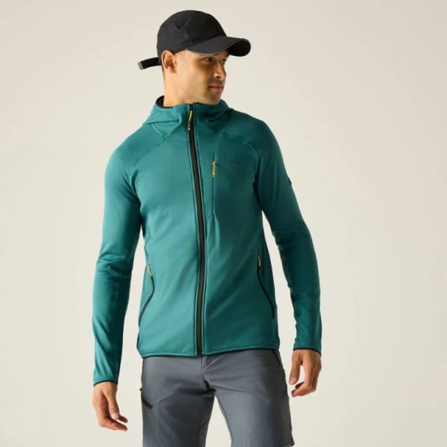 Regatta Mens Kadley Full Zip Hooded Midlayer in Teal Size: Large Teal Male L