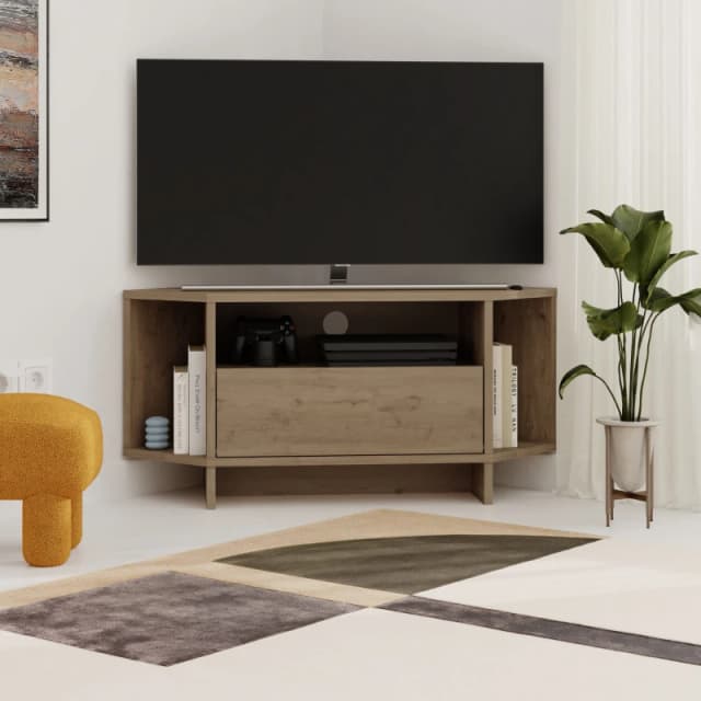 Decortie Viva' Modern Corner TV Unit for 34" TVs in Brown Size: 1 Pack Brown Unisex 1 Pack