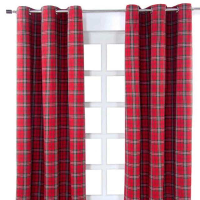 Homescapes Edward Tartan Check Ready Made Eyelet Curtain Pair, 137 X 182cm Drop