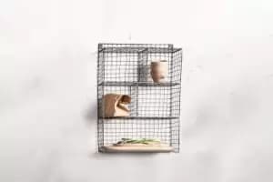 Nkuku Locker Room Shelf Storage Furniture Grey Cream / 66 x 46 x 18 cm