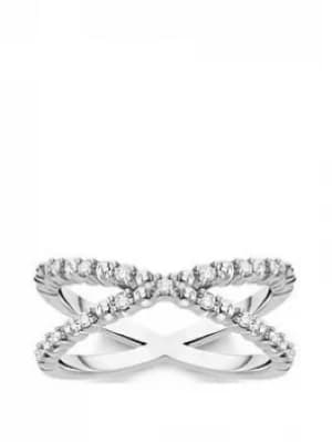 Thomas Sabo Sterling Silver and Cubic Zirconia Stacking Cross Ring, One Colour Size M Women