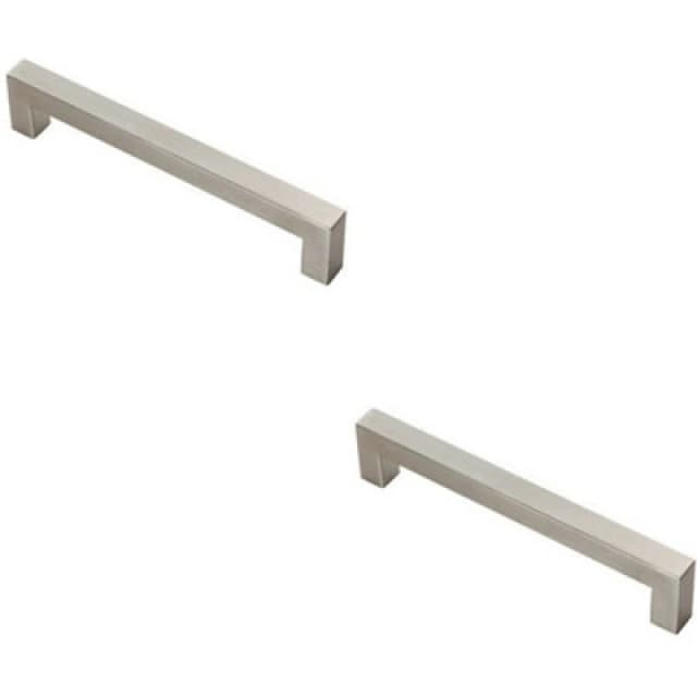 Loops 2x Square Linear Block Pull Handle 174 x 14mm 160mm Fixing Centres Satin Steel Metallics unisex