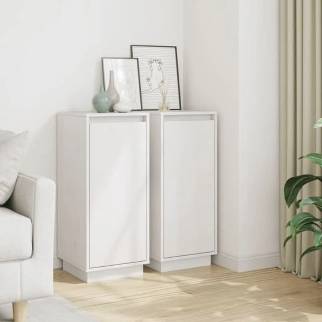 VIDAXL Sideboards 2 pcs White 31.5x34x75cm Solid Wood Pine Vidaxl 813353