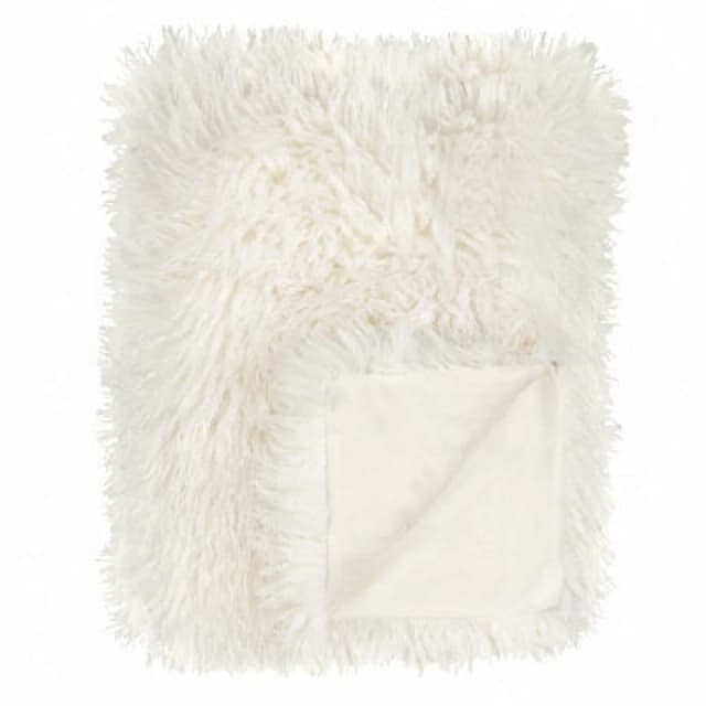 Furn Furn Rowan Faux Fur Throw in Ecru Size: 130cm x 170cm Ecru 130cm x 170cm Unisex 5025532356314