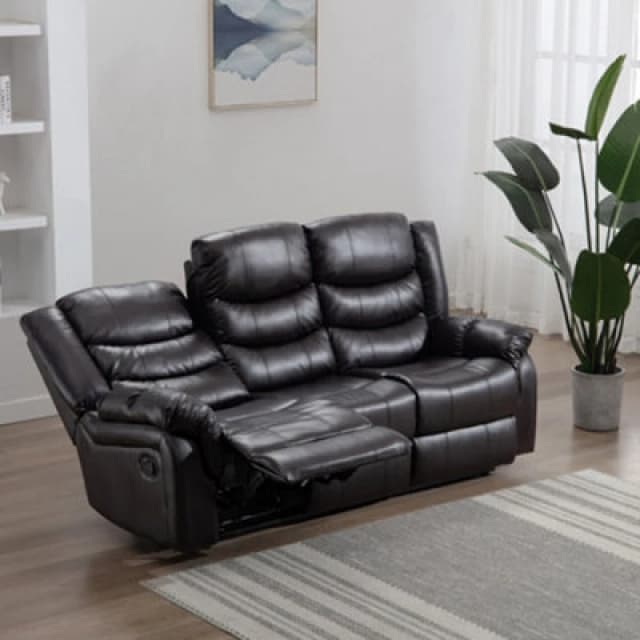 More4Homes Seattle 3 Seater Manual High Back Bonded Leather Recliner Sofa Brown