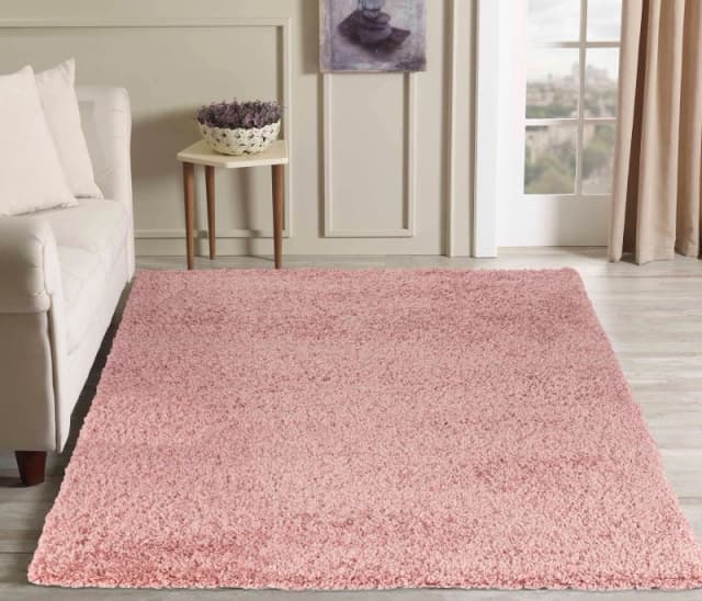Desire Rugs Plain Living Room Shaggy Area Rugs Baby Pink 160X230 Cm