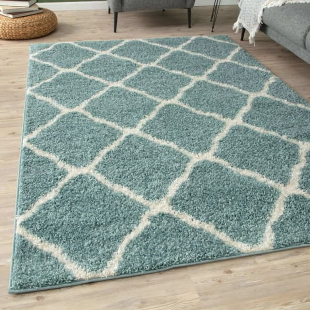 THE RUGS Soft Moroccan Shaggy Rugs & Runners Duck Egg Blue Living Room Size: 80cm x 300cm Duck Egg Blue Unisex 80cm x 300 cm
