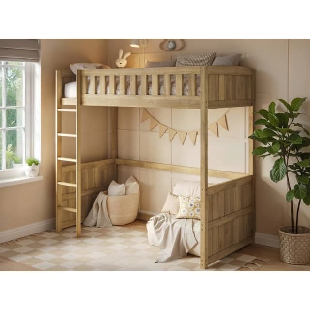 Flair Bea Wooden High Sleeper in Brown Size: Single Brown Unisex Single