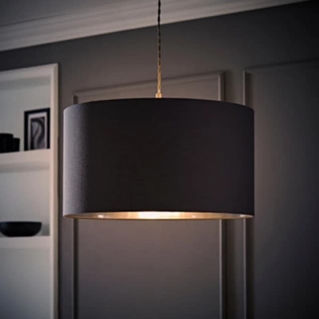 ValueLights ValueLights Reni Charcoal with Chrome Inner Easy Fit Ceiling Lamp Shade and Bulb Size: Large Charcoal Large Unisex 5059406062230