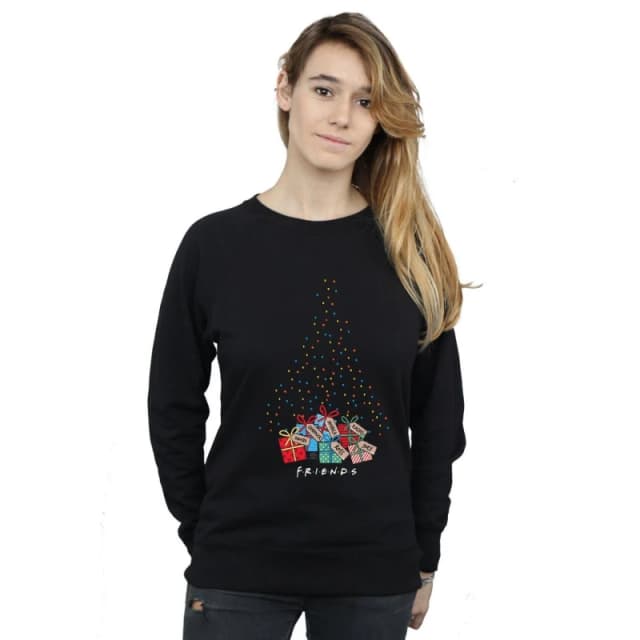 Friends Christmas Tree Lights Sweatshirt Black female