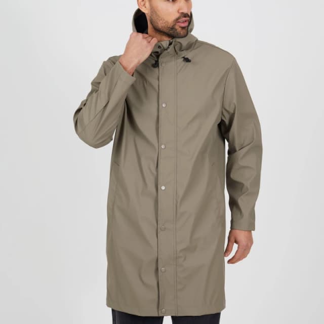 Brave Soul Brave Soul Men Rubberised Hooded Parka Style Jacket in Taupe Size: Small Taupe S Male 5063487179114