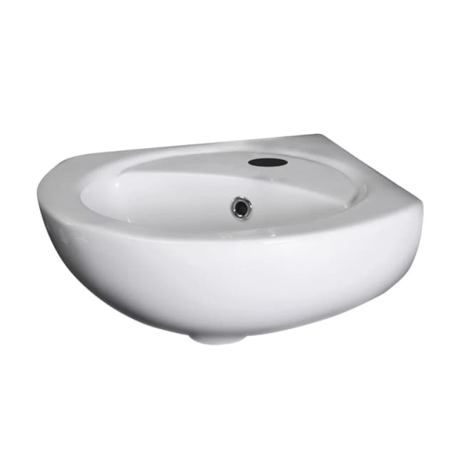 Balterley Adley Cloakroom Wall Hung Corner 1 Tap Hole Basin Overflow 450mm White White Unisex