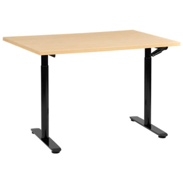 Beliani Manual Adjustable Standing Desk Destinas Black/ Light Brown 120 Cm 60 Cm
