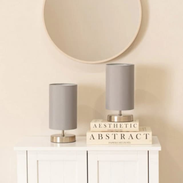 ValueLights ValueLights Francis Pair of Brushed Chrome Dimmable Touch Table Lamps with Bulbs in Silver Silver One Size Unisex 5055759921668