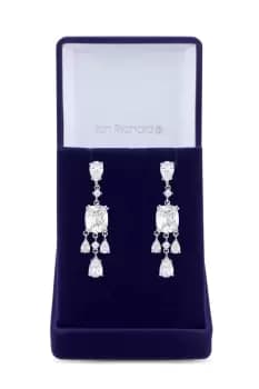Rhodium Plated Cubic Zirconia Statement Crystal Earrings - Gift Boxed