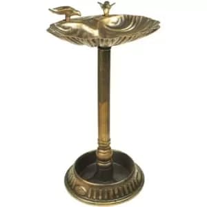 Garden Outdoor Bronze Plastic Metal Effect Clam Shell Bird Bath with Base Planter - Schallen