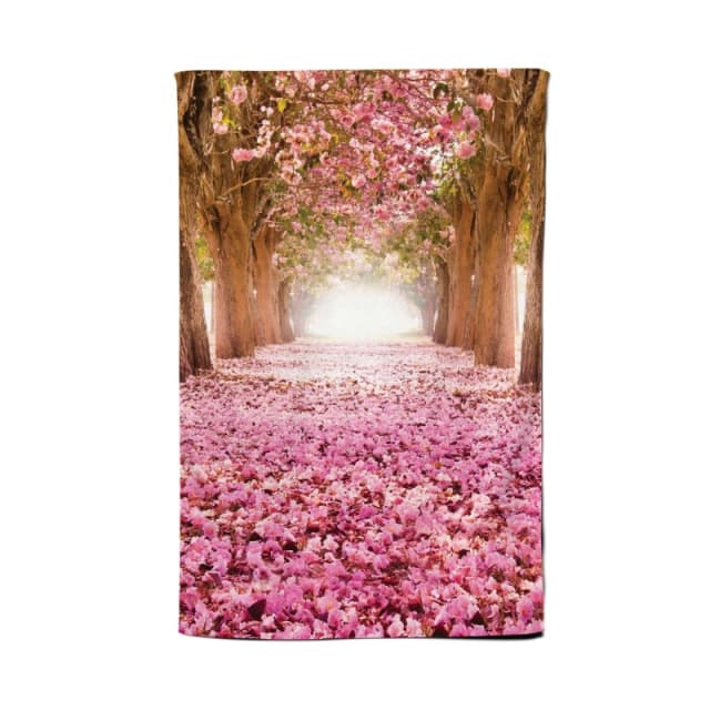 Warren Reed - Designer Pink Flower Tree Tunnel Tea Towel Pink Unisex