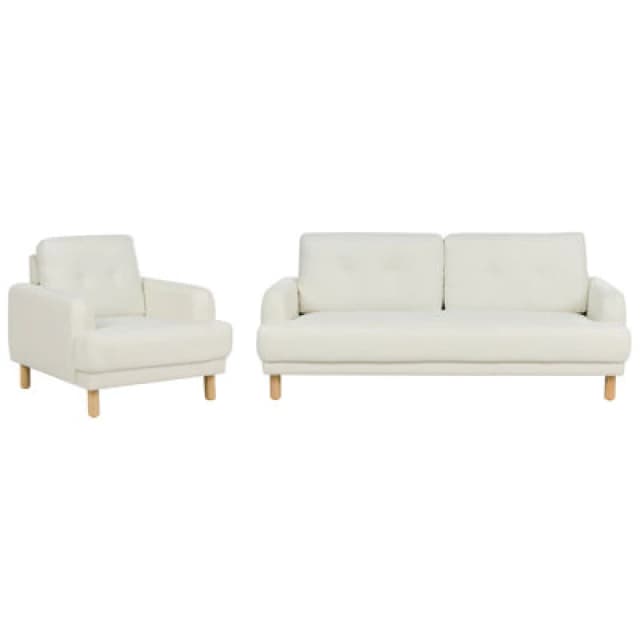 Beliani Living Room Set 4 Seater Tuve Fabric Off-White