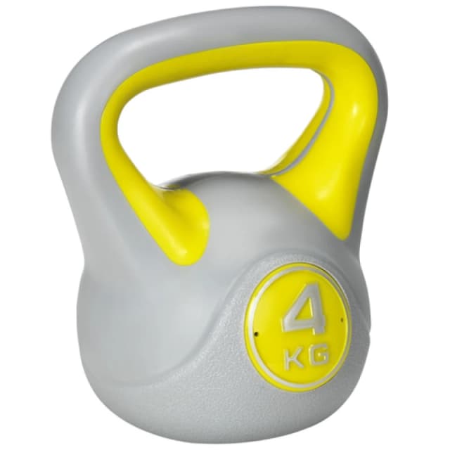 SPORTNOW 4kg Kettle Bell with Handle for Home Gym, Yellow and Grey, Yellow A91-255V01YL