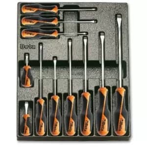 T167 Assorted Slotted Screwdriver Set in a Hard Thermoformed Tray (11 Pieces) - Beta